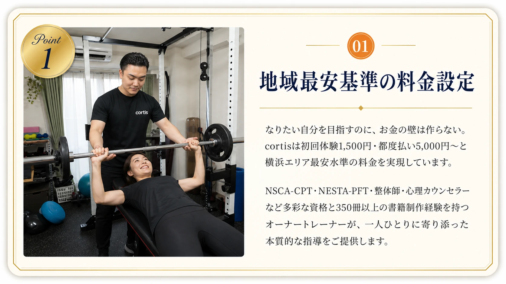 cortis Point01 地域最安基準の料金設定